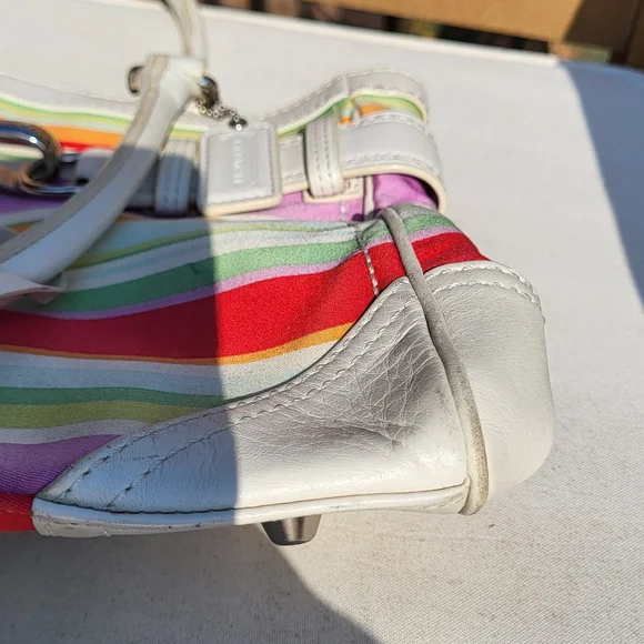 Y2K Coach F10704 Hamptons Stripe Satchel Bag - Picture 4 of 9